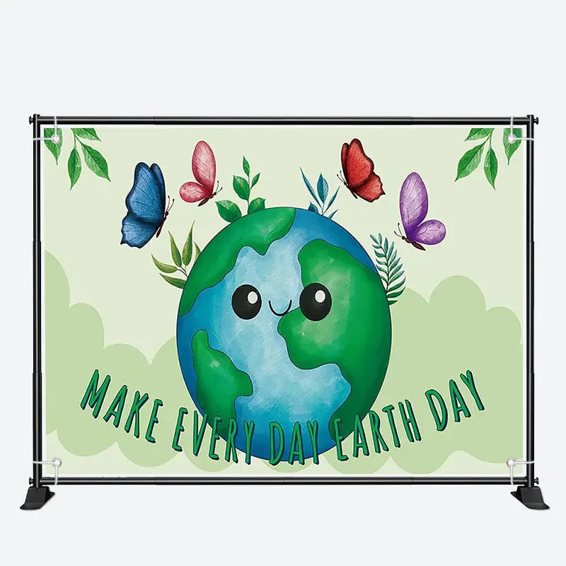 Butterfly Green Earth Day Apirl Theme Party Backdrop - Aperturee