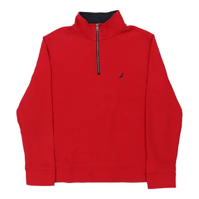 Nautica 1/4 Zip - Large Red Cotton Blend