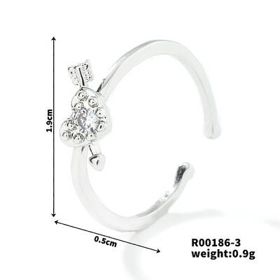 Fashionable Unisex Brass Micro Pave Clear Cubic Zirconia Open Cuff Rings