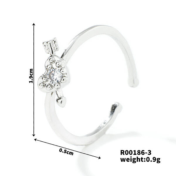 Fashionable Unisex Brass Micro Pave Clear Cubic Zirconia Open Cuff Rings