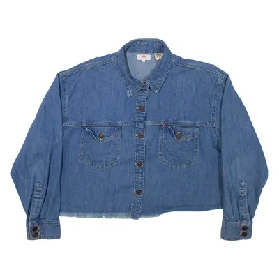 LEVI'S Crop Womens Denim Shirt Blue Long Sleeve M