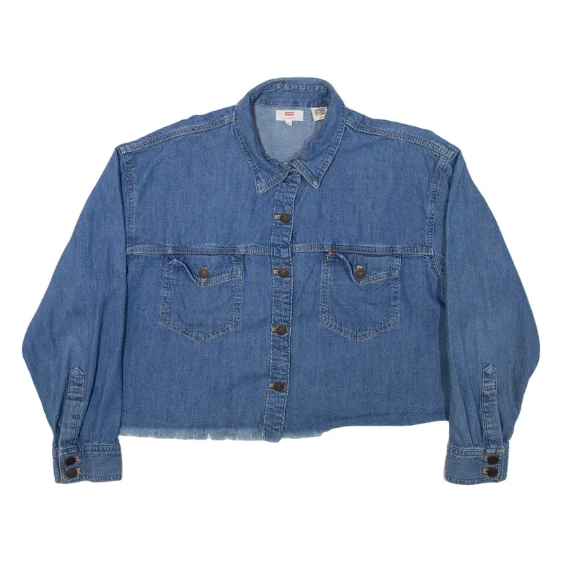 LEVI'S Crop Womens Denim Shirt Blue Long Sleeve M