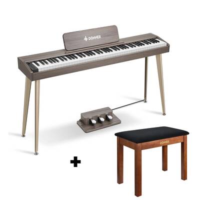 Donner DDP-60 Semi-Weighted Digital Piano - Gray / Piano+Bench