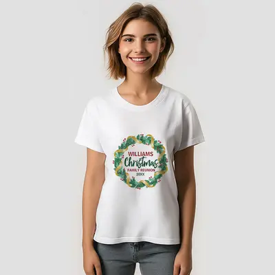 Christmas Wreath Family Reunion Custom T-Shirt