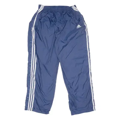 ADIDAS Button Up Sides Track Pants Blue Straight Womens XL W26 L28