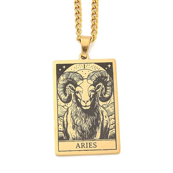 304 Stainless Steel Tarot Pendant Necklaces