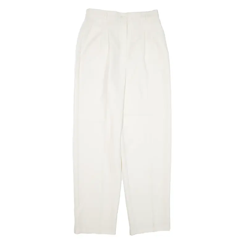 COUNTERPARTS Pleated Trousers Cream Regular Tapered Womens W26 L29