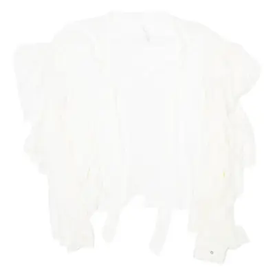 ZARA Womens Blouse White V-Neck Ruffle Sleeve M