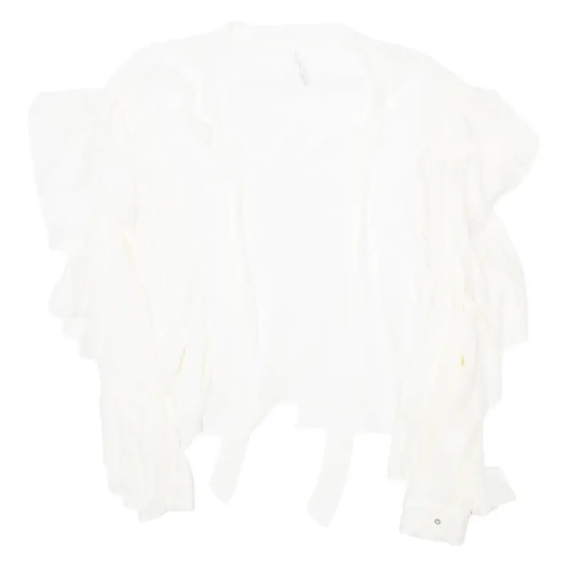 ZARA Womens Blouse White V-Neck Ruffle Sleeve M