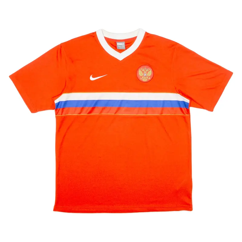 NIKE Russia Mens Football Shirt Jersey Red V-Neck L