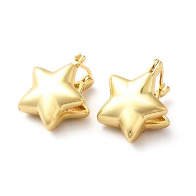 Brass Star Hoop Earrings for Women