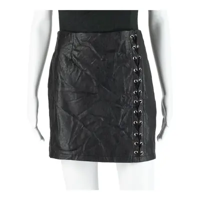 VINCEOTTO Faux Leather Lace Up Womens Pencil Skirt Black Short M