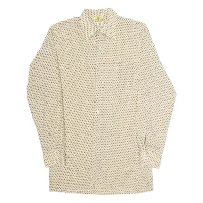 CLUB Oversized Womens Shirt Beige Geometric Long Sleeve M