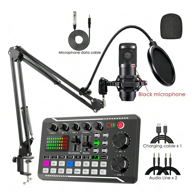 F998 Live Broadcast Device, Wireless Live Audio Equipment, Microphone Music Sound Control Equipment, Audio Mixer With Sound C...