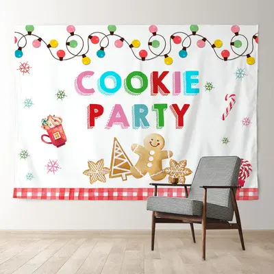 Aperturee Cartoon Lights Xmas Candy Cookie Party Backdrop
