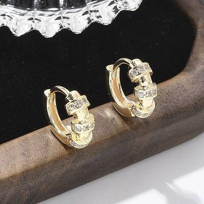 Brass Clear Cubic Zirconia Hoop Earrings