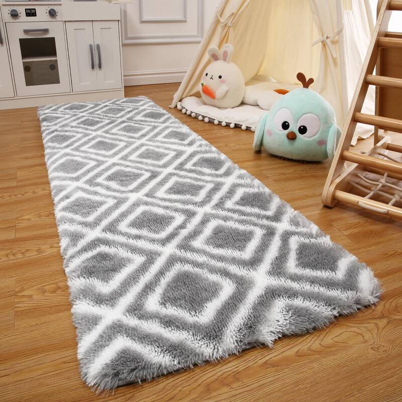 Garvee Runner Rug 2x8 Shag Rug for Living Room Shaggy Rug Kids Rug Plush Rug Geometric Bedroom Carpet Fluffy Rug Bedside Rug ...