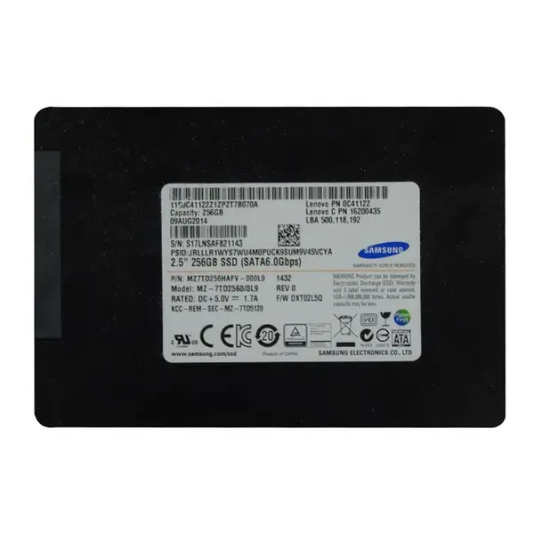 MZ7TD256HAFV-000L9 Samsung PM841 Series 256GB Triple-Level-Cell SATA 6Gb/s 7mm TCG Opal 2.0 2.5-Inch Solid State Drive