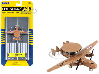 Northrop Grumman E-2C Hawkeye Aircraft Tan United States Navy with Runway Section Diecast Model Airplane by Runway24