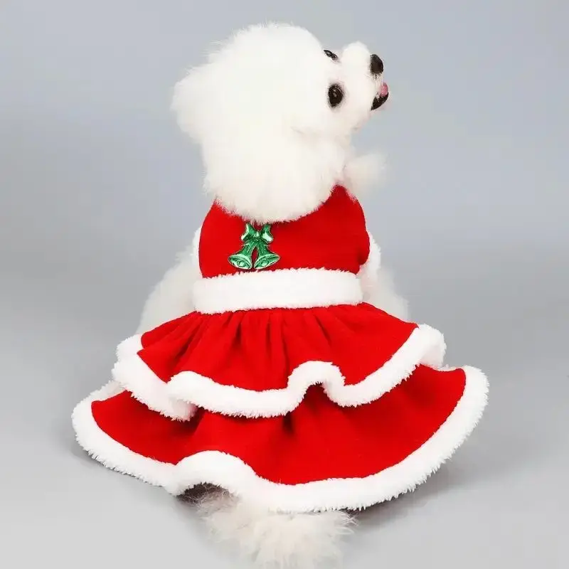 Cute Bowknot & Flower Design Pet Dress, Soft and Comfortable Pet Costume, Fashionable Pet Clothes for Holiday Party, Christma...