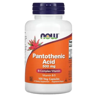NOW Foods Pantothenic Acid, 500 mg, 100 Veg Capsules