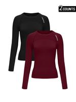 Women's Letter Print Baselayer Top, Long Sleeve Round Neck Compression Top for Yoga Gym Workout, Athletic Fashion, Gym Tops, ...