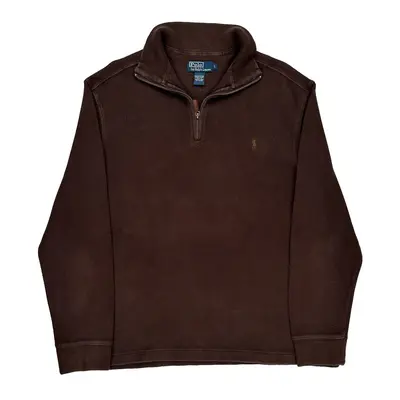 Polo By Ralph Lauren 1/4 Zip - Large Brown Cotton