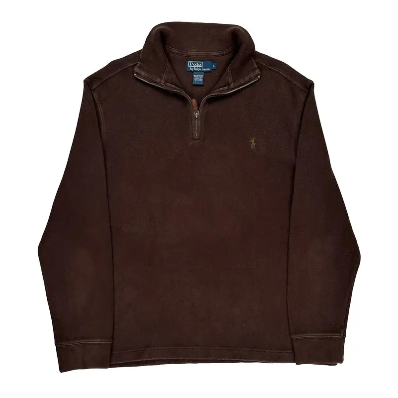 Polo By Ralph Lauren 1/4 Zip - Large Brown Cotton