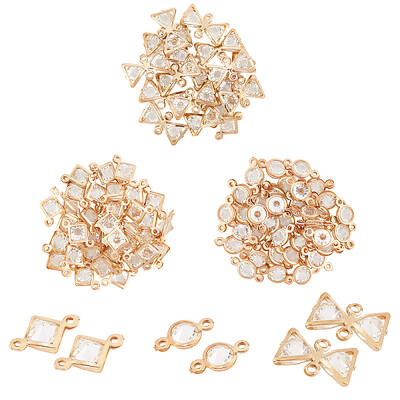 96pcs 3 Style Iron Rhinestone Charms Pendant for Bracelet Necklace Earring Jewelry Making