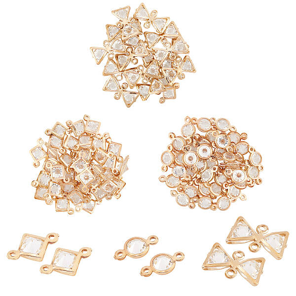 96pcs 3 Style Iron Rhinestone Charms Pendant for Bracelet Necklace Earring Jewelry Making