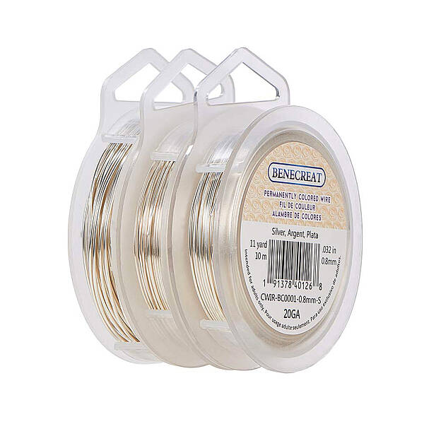 BENECREAT 3 Rolls 18-Gauge/20-Gauge/22-Gauge Tarnish Resistant Silver Coil Wire