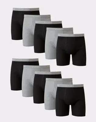 Hanes Men's Cotton Boxer Brief Underwear Super Value Pack 10-pack Multi Comfortable Fit Soft Stretch Fabric Breathable 2349k0