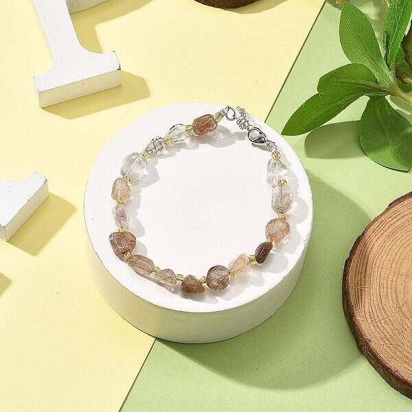 Natural Rutilated Quartz Beads Bracelets for Women