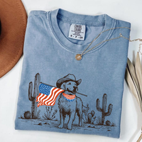 Comfort Colors Dog Shirt, 4th Of July Shirt, USA Tee, Western, Fourth Of July, American Flag Tee, America, Vintage Graphic Te...