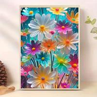 Flower Pattern DIY Diamond Arts Colorful Painting Kit without Frame, 5D Diamond Arts Colorful Painting for Home Bedroom Wall ...