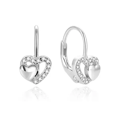 Beneto Fascinating silver earrings with hearts AGUC1283DL