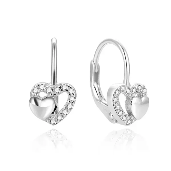 Beneto Fascinating silver earrings with hearts AGUC1283DL