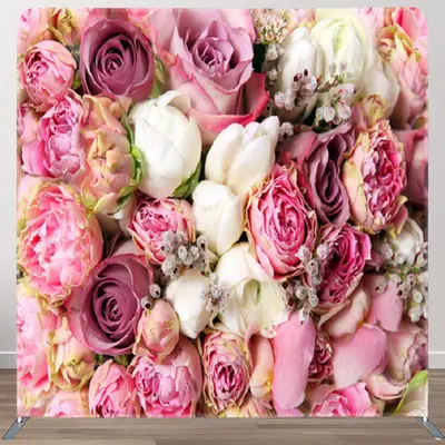 Aperturee Light Pink White Roses Valentines Day Party Backdrop - Aperturee