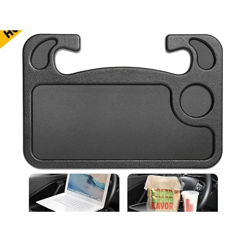 Car Steering Wheel Tray Desk Double Sided Laptop Beverage Food Workbench Holder -