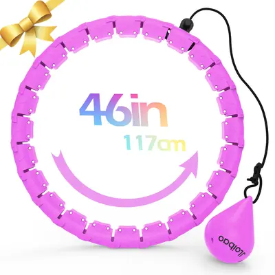 Weighted Hula Circle for Adults , Infinity Fitness Hoop Plus Size 47 Inch, 24 Knots Detachable Pilates Ring, Adjustable Weigh...