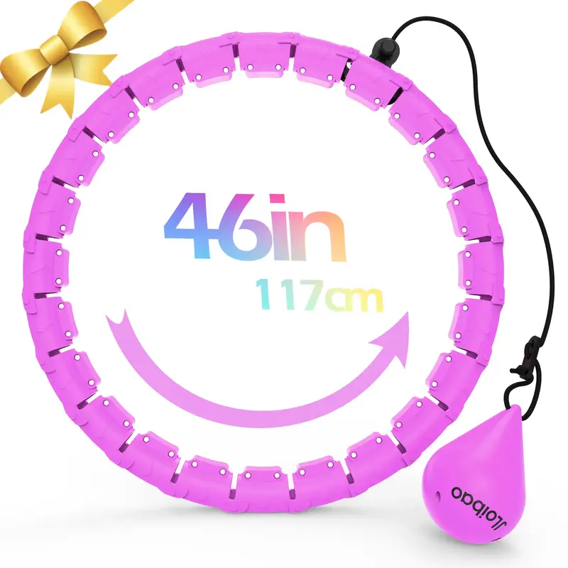 Weighted Hula Circle for Adults , Infinity Fitness Hoop Plus Size 47 Inch, 24 Knots Detachable Pilates Ring, Adjustable Weigh...