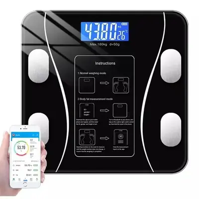 Smart Wireless Digital Bathroom Scale with LCD Display - 4 Sensing Technology, App Sync & Unit Conversion (kg/lbs/t), Battery...