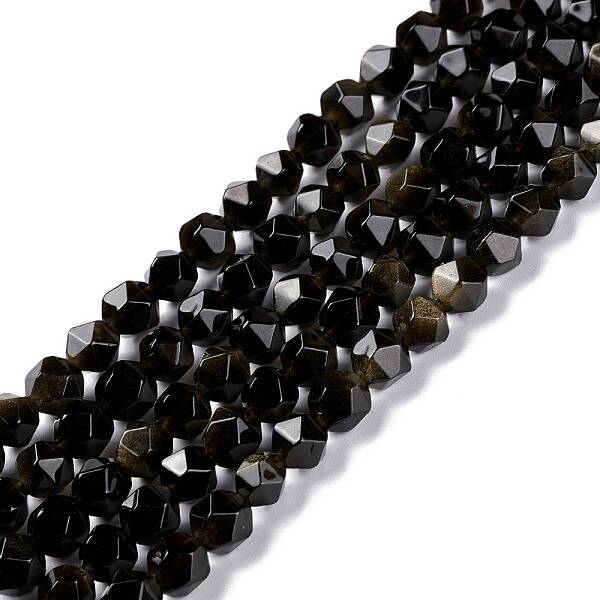 Natural Golden Sheen Obsidian Beads Strands