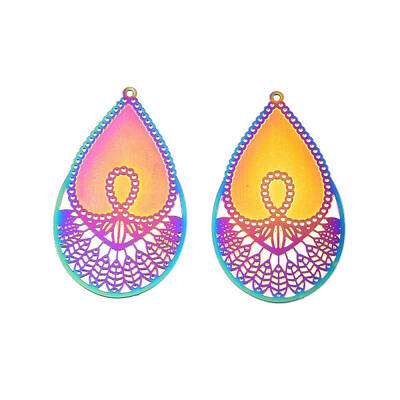 Ion Plating(IP) 304 Stainless Steel Filigree Pendants