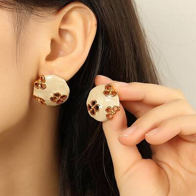 304 Stainless Steel Enamel Stud Earrings