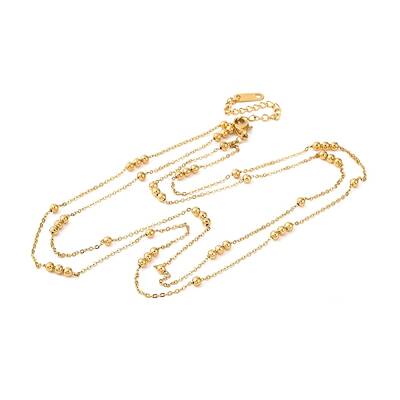 Ion Plating(IP) 304 Stainless Steel Ball Double Layer Necklaces for Women