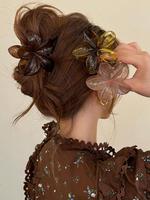 Boho Vintage Flower Design Hair Claw Set, Elegant Hair Accessories for Women & Girls, Minimalist Headwear Suitable for Thick ...
