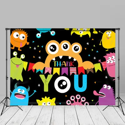 Lovely Colored Monster Thank You Mothers Day Backdrop - Aperturee