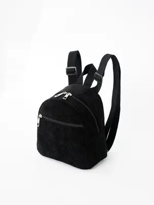 Solid Color New Fashion Mini Corduroy Backpack, Casual Fashionable Zipper Design Backpack For Women & Girl, Perfect Bag For T...
