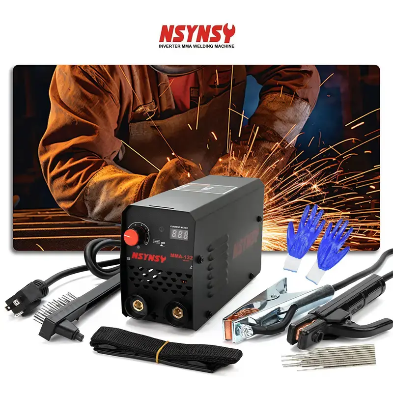 Stick Welder,110V MMA-132 MINI Portable Welding Machin with Digital Display,50/60HZ Hot Start IGBT Inverter Synergic Control ...